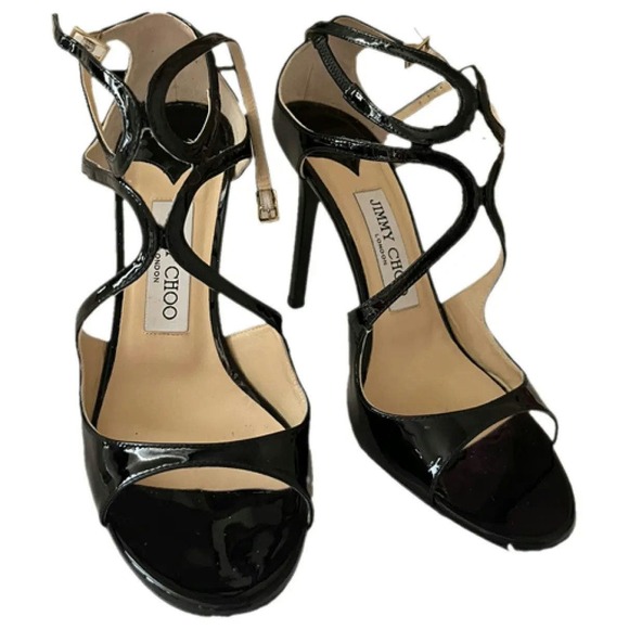 Jimmy Choo Ivette Patent Leather Strappy Sandals